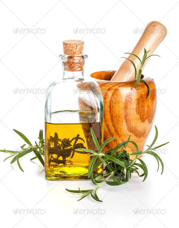 Rosemary oil bottle Stock Photo by grafvision PhotoDune